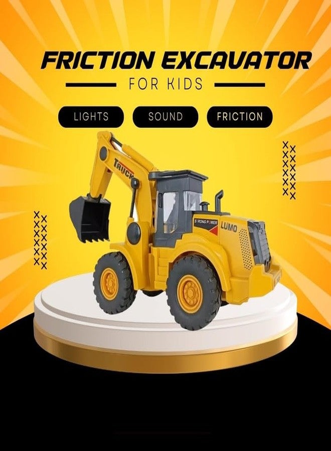 KONIGIN Play Game Big Excavator Toys Construction Truck Friction Powered Loader Bulldozer with Simulated Lights Truck Model Construction Toys for Kids (Multicolor) - Image 3